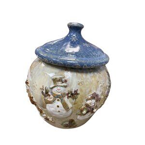 St. Nicholas Forrest Friends ceramic xmas snowman cookie jar SKU 9625